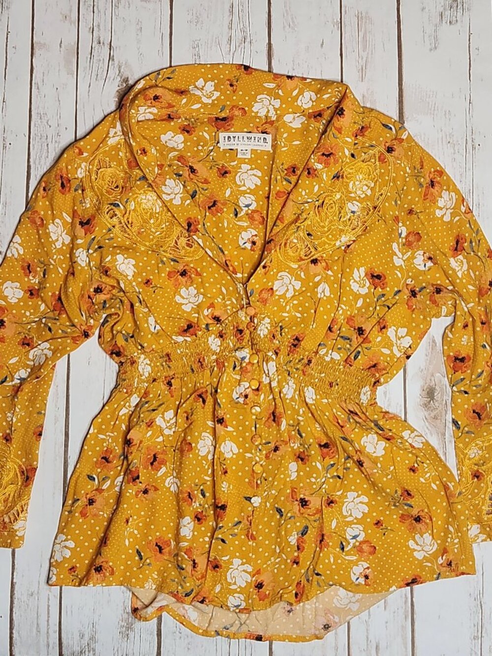 Idyllwind by Miranda Lambert Floral Embroidered Blouse Size M
